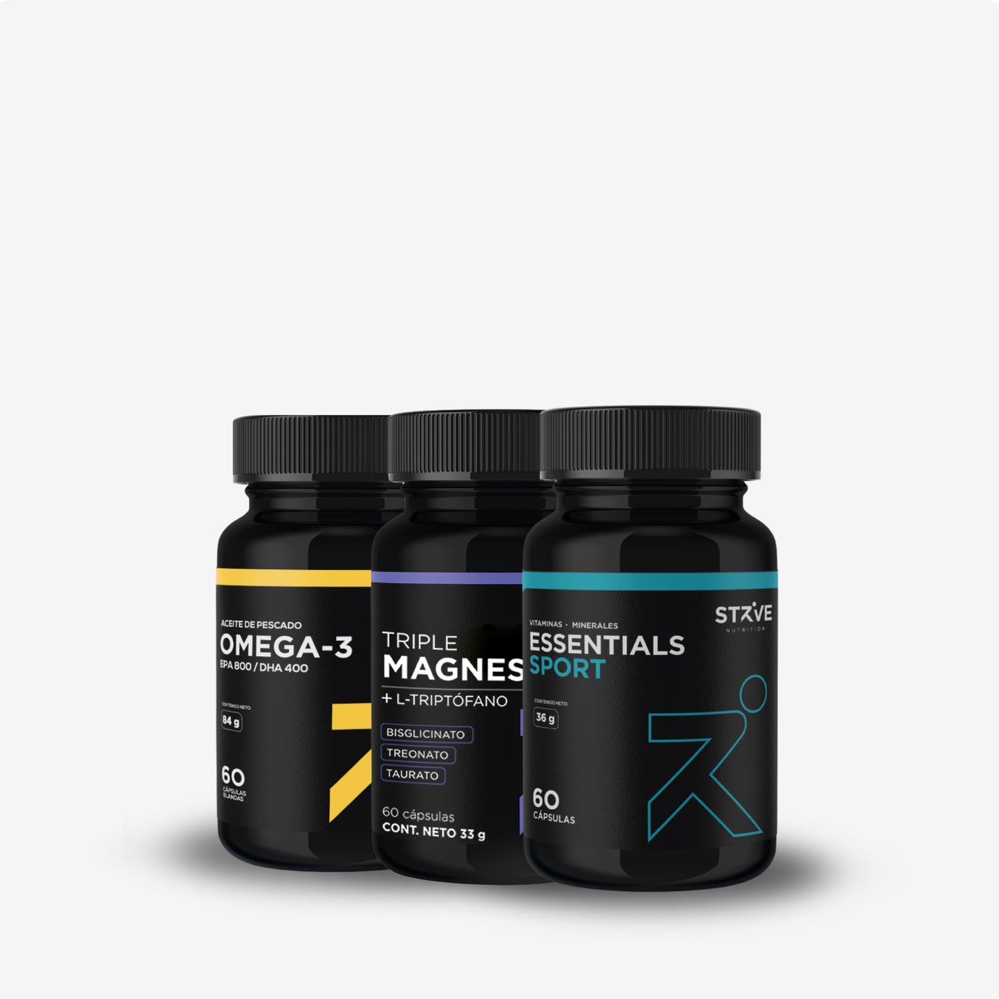 Health Trio - magnesio, omega 3 y vitaminas para personas activas