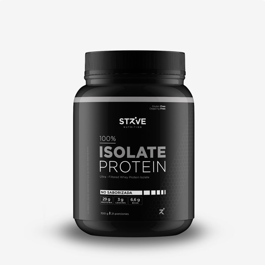 Proteína isolate en polvo con 29g de proteína por porción, baja en grasa y carbohidratos